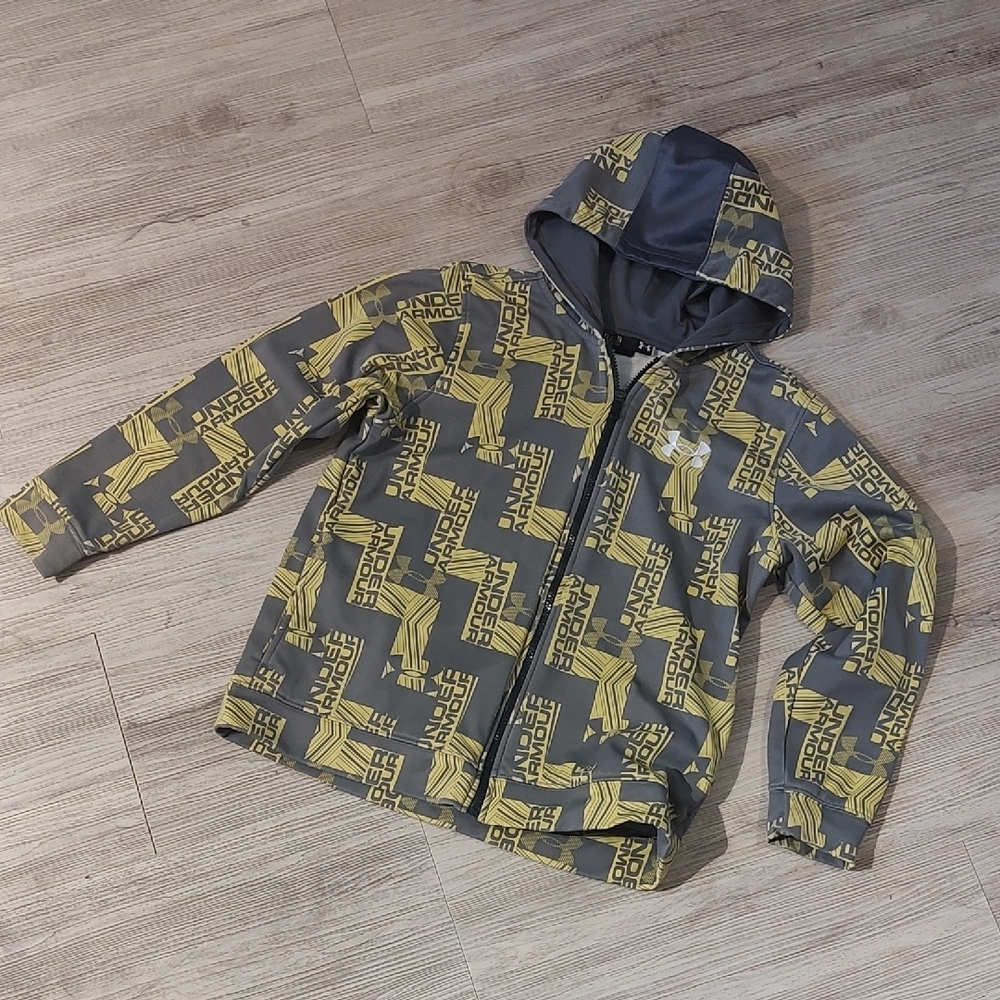 Under Armour Gray and Yellow Performance Jacket Youth Size L